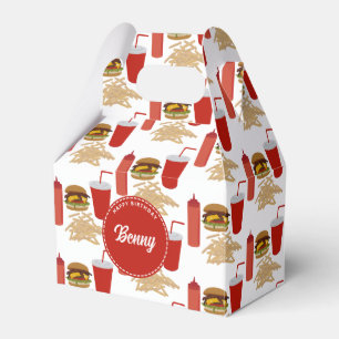Fast Food Burger Fries Patroon Verjaardag Bedankdoosjes