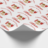 Fast Food Burger Fries Patroon Verjaardagsnaam Cadeaupapier (Hoek)