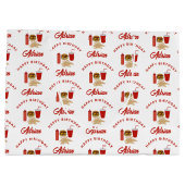 Fast Food Burger Fries Patroon Verjaardagsnaam Groot Cadeauzakje (Achterkant)