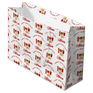 Fast Food Burger Fries Patroon Verjaardagsnaam Groot Cadeauzakje