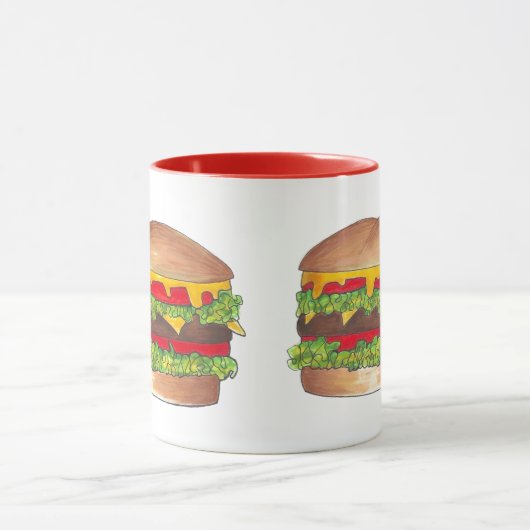Fast Food Burger Hamburger Cheeseburger Bun Foodie Mok (Midden)