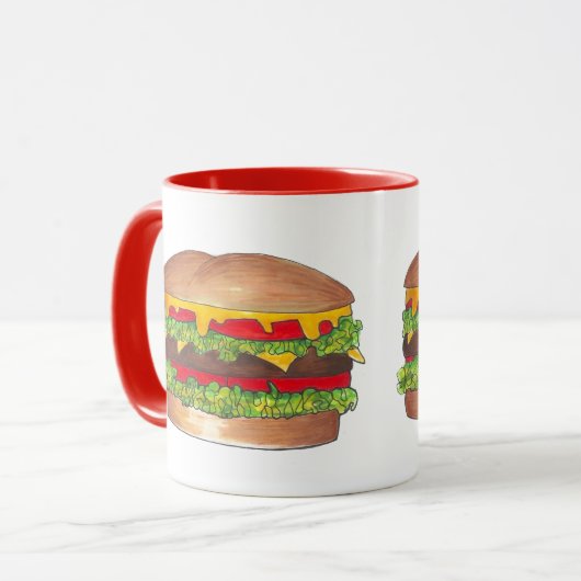 Fast Food Burger Hamburger Cheeseburger Bun Foodie Mok (Voorkant links)