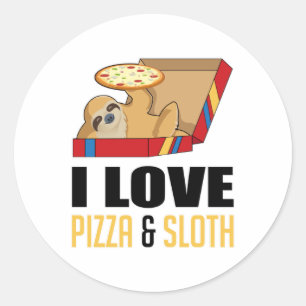Fast Food Burger Sloth Funny Pizza Eat Foodie Gift Ronde Sticker
