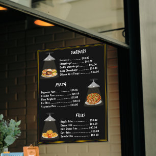 Fast Food Burgers Pizza Frites Menulijst Zwart Poster