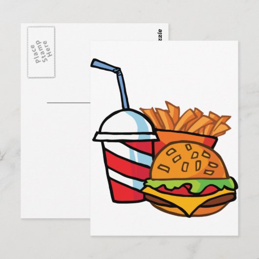 Fast Food Cheeseburger Briefkaart (Voorkant / Achterkant)