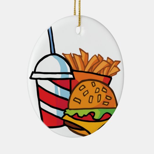 Fast Food Cheeseburger Keramisch Ornament (Rechts)