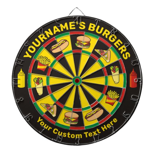 Fast Food Dartboard met aangepaste tekst Dartbord (Voorkant)