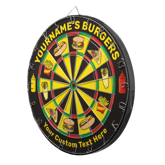 Fast Food Dartboard met aangepaste tekst Dartbord (Voorkant Rechts)