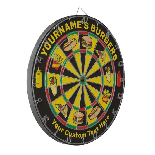 Fast Food Dartboard met aangepaste tekst Dartbord (Voorkant Links)