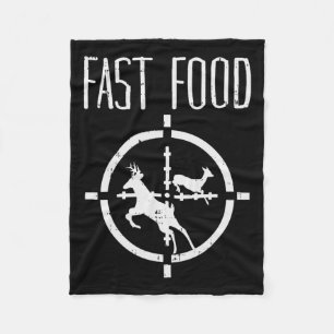 Fast Food Deer Funny Elk Buck Bow Hunting Humor Hu Fleece Deken