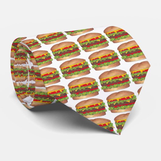 Fast Food Foodie Hamburger Cheeseburger Burger Str Stropdas (Opgerold)