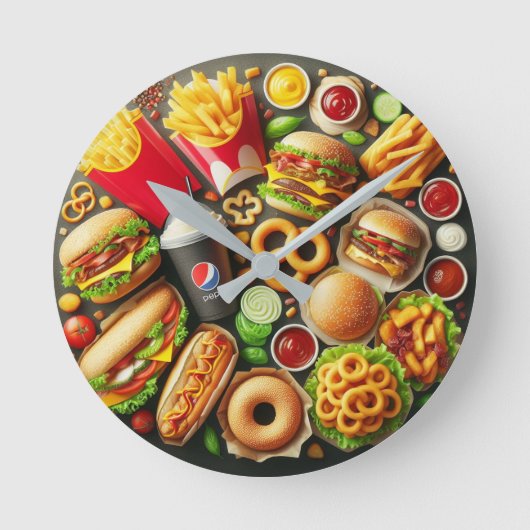 Fast Food Frenzy Wall Clock Ronde Klok (Voorkant)