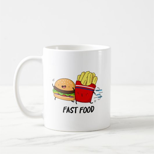 Fast food Funny Burger en Fries Pun Koffiemok (Links)