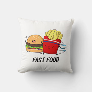Fast food Funny Burger en Fries Pun Kussen