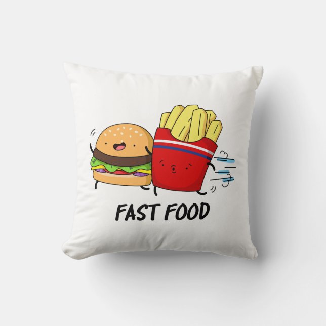 Fast food Funny Burger en Fries Pun Kussen (Voorkant)