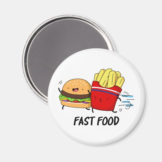 Fast food Funny Burger en Fries Pun Magneet (Voorkant / Achterkant)