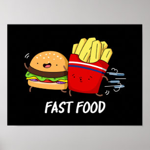 Fast food Funny Burger en Fries Pun Poster