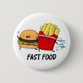 Fast food Funny Burger en Fries Pun Ronde Button 5,7 Cm (Voorkant)