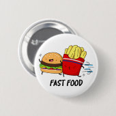 Fast food Funny Burger en Fries Pun Ronde Button 5,7 Cm (Voorkant /achterkant)