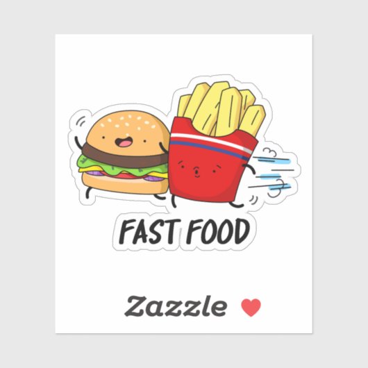 Fast food Funny Burger en Fries Pun Sticker (Vel)
