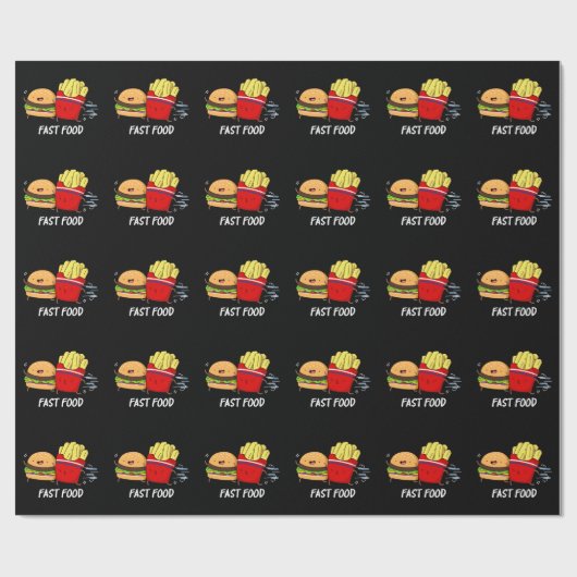 Fast Food Grappige hamburger en frietjes pun donke Cadeaupapier (Vlak)