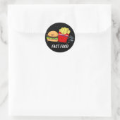 Fast Food Grappige hamburger en frietjes pun donke Ronde Sticker (Tas)