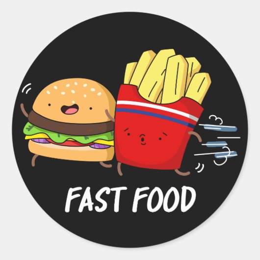 Fast Food Grappige hamburger en frietjes pun donke Ronde Sticker (Voorkant)