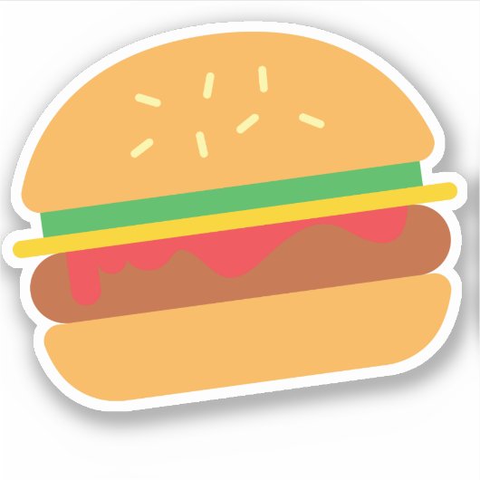 Fast Food Hamburger Die Cut Sticker Decal (Voorkant)