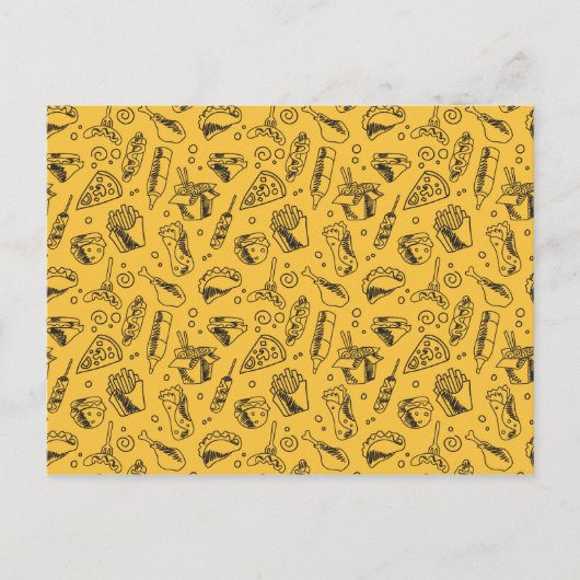 Fast Food Hamburger Fries Hot Dog Chicken Pattern Briefkaart (Voorkant)