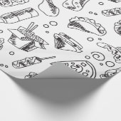 Fast Food Hamburger Fries Hot Dog Chicken Pattern Cadeaupapier (Hoek)