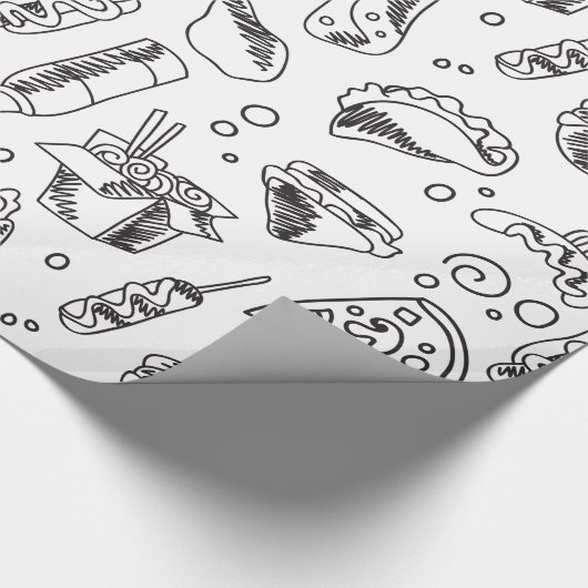 Fast Food Hamburger Fries Hot Dog Chicken Pattern Cadeaupapier (Hoek)