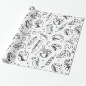 Fast Food Hamburger Fries Hot Dog Chicken Pattern Cadeaupapier (Uitgerold)