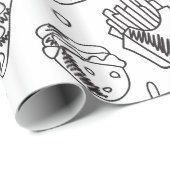 Fast Food Hamburger Fries Hot Dog Chicken Pattern Cadeaupapier (Rol Hoek)