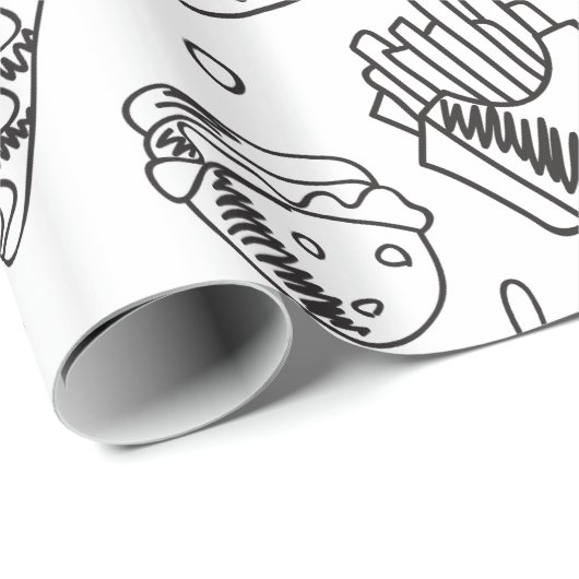Fast Food Hamburger Fries Hot Dog Chicken Pattern Cadeaupapier (Rol Hoek)