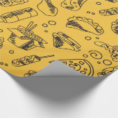 Fast Food Hamburger Fries Hot Dog Chicken Pattern Cadeaupapier (Hoek)