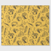 Fast Food Hamburger Fries Hot Dog Chicken Pattern Cadeaupapier (Vlak)