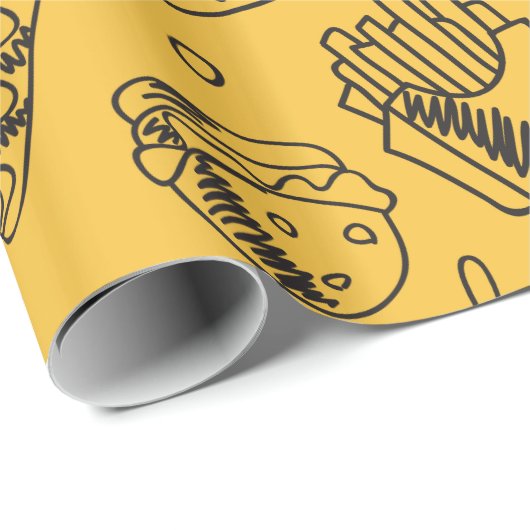 Fast Food Hamburger Fries Hot Dog Chicken Pattern Cadeaupapier (Rol Hoek)