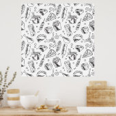 Fast Food Hamburger Fries Hot Dog Chicken Pattern Poster (Keuken)
