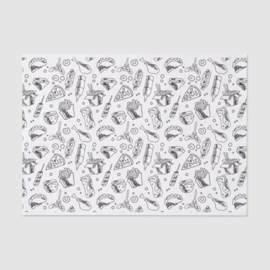 Fast Food Hamburger Fries Hot Dog Chicken Pattern Tissuepapier (Voorkant)