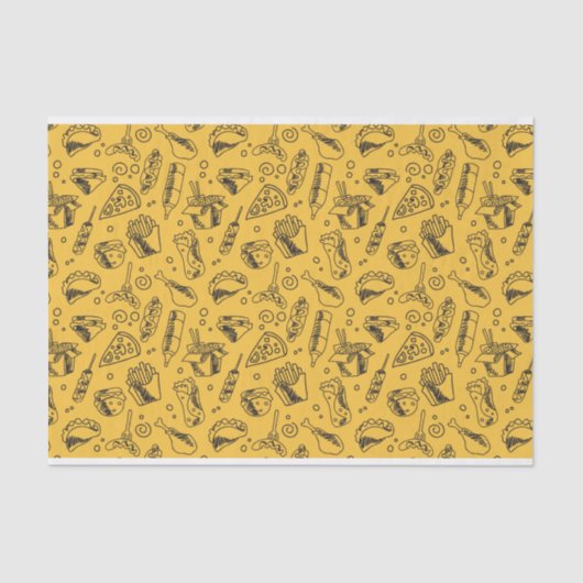 Fast Food Hamburger Fries Hot Dog Chicken Pattern Tissuepapier (Voorkant)