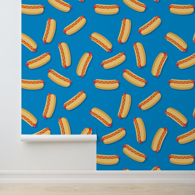 Fast Food Hotdogs Patroon Behang (Applicatie)