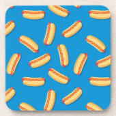 Fast Food Hotdogs Patroon Bier Onderzetter (Voorkant)