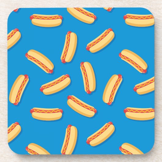 Fast Food Hotdogs Patroon Bier Onderzetter (Voorkant)