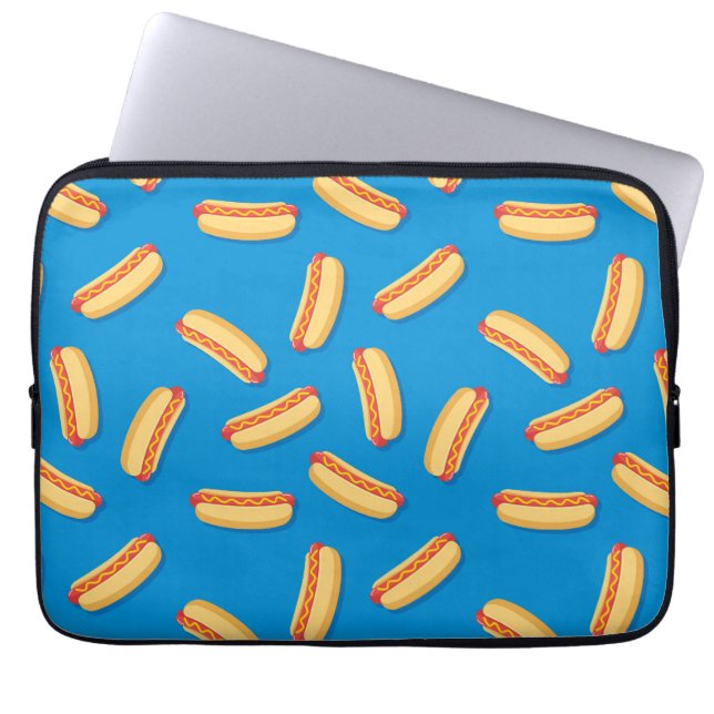 Fast Food Hotdogs Patroon Laptop Sleeve (Voorkant)