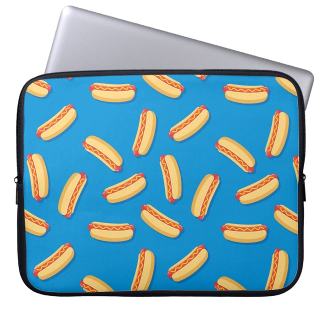 Fast Food Hotdogs Patroon Laptop Sleeve (Voorkant)