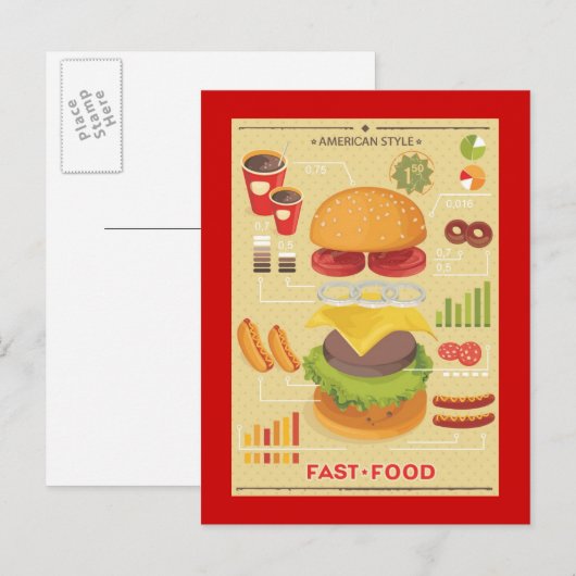 Fast food info-afbeelding briefkaart (Voorkant / Achterkant)