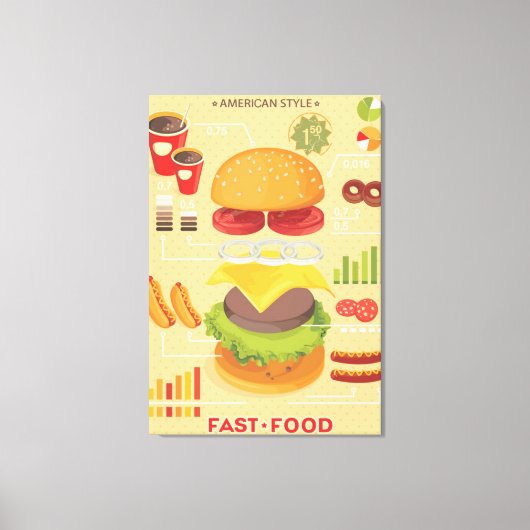 Fast food info-afbeelding canvas afdruk (Voorkant)