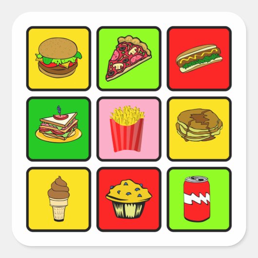 Fast Food Junkie-stickers Vierkante Sticker (Voorkant)