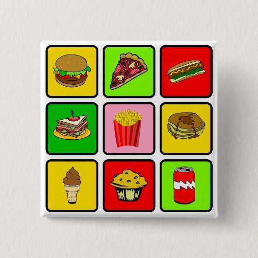 Fast Food Junkie-toets Vierkante Button 5,1 Cm (Voorkant)