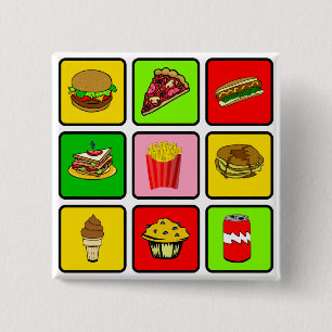 Fast Food Junkie-toets Vierkante Button 5,1 Cm